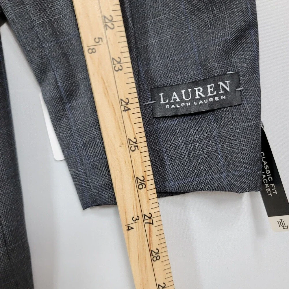 Lauren Ralph Lauren Wool Suit Jacket Mens 44L 44 Grey w/Blue‎ $450